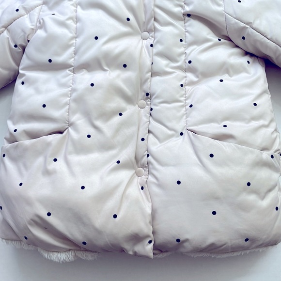 Zara Baby Toddler Girl Beige Polka Dot Puffer Jacket, Size 4-5 Years - Picture 2 of 12